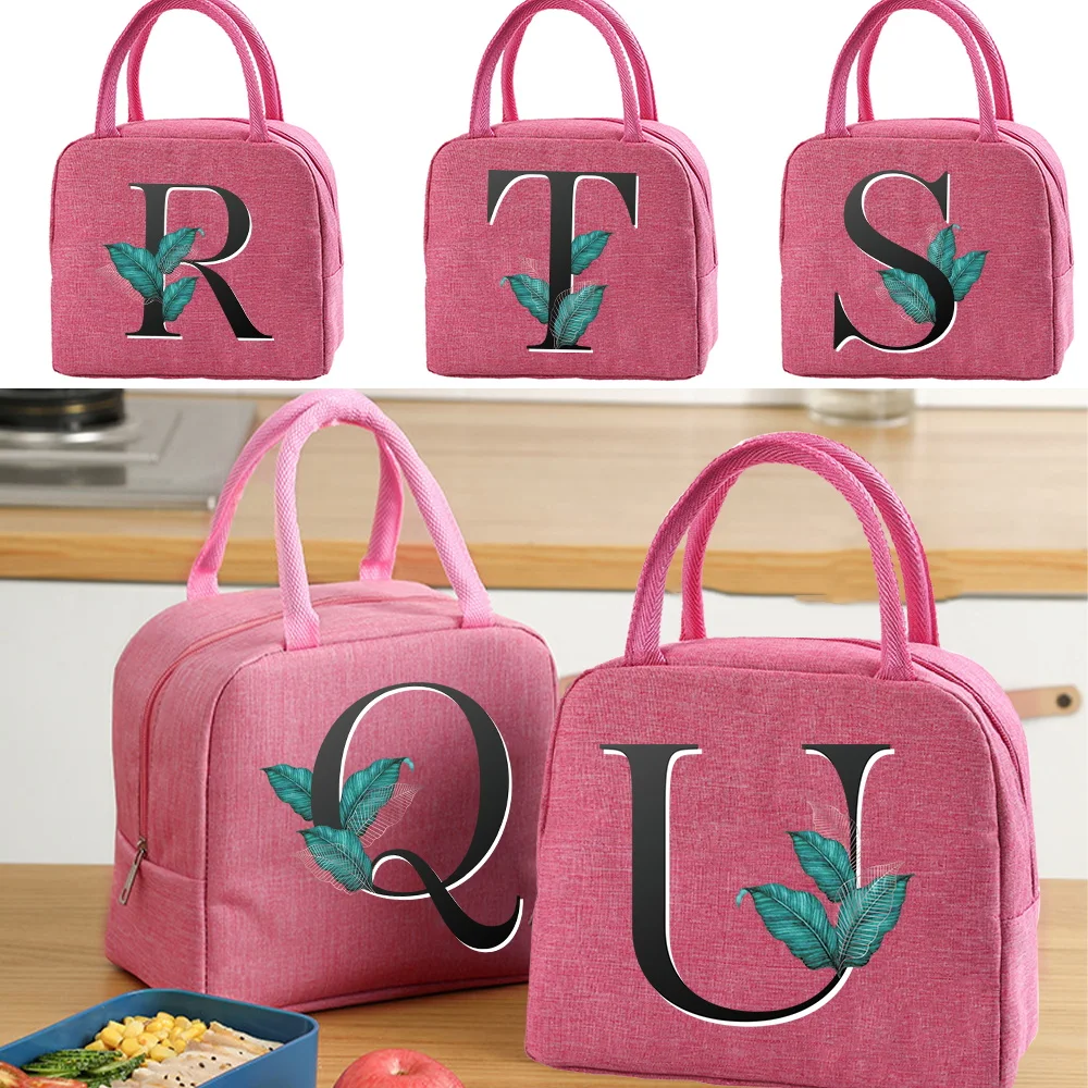 

Insulated Cooler Bags for Kids Women Portable Zipper Leaf Letter Print Thermal Lunch Bag Food Fridge Bag Travel Breakfast Box