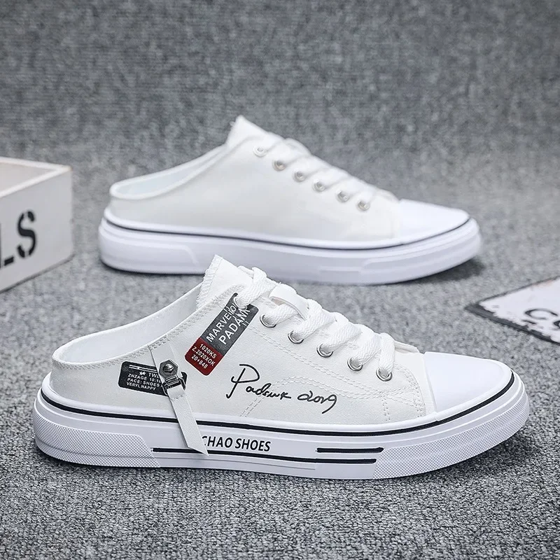 Trend Designer Men Half Slippers Summer Comfortable Breathable Flat Outdoor Casual Walking Shoes For Men Lightweight Sneaker Casual Shoes Casual Sneakers Fashion Sneakers