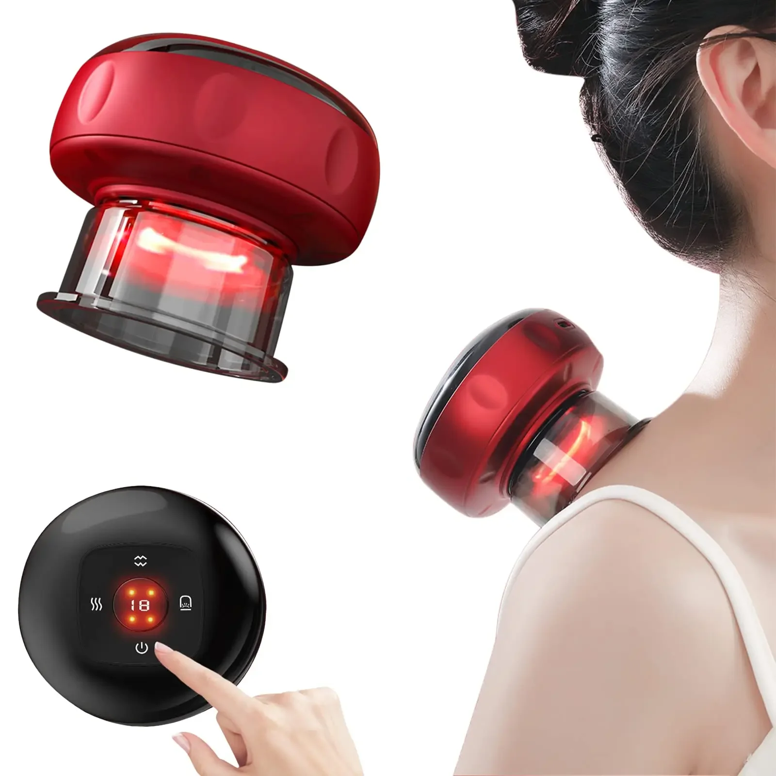 Electric Cupping Set, New Cupping Device with 12 Modes, Suitable for Neck, Shoulder and Back Massage, Scraping and Other Purpose electric back blanket electric thermal blanket 6 heating levels 4 modes timers the fast surface heater for waist back abdomen