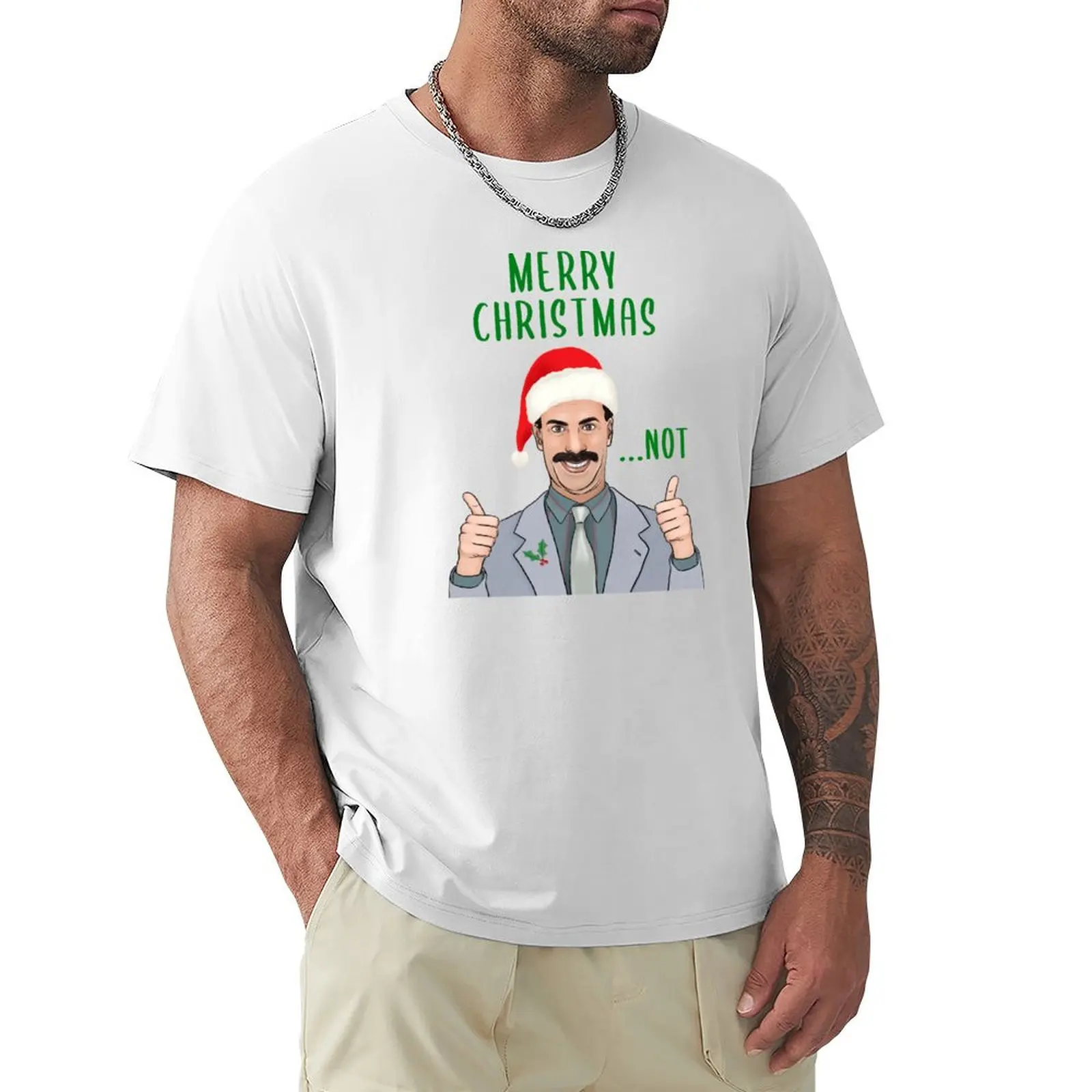 Borat Christmas Card, Jumper, Tshirt T-Shirt Tees Plus Size Top Semplici Magliette Bianche Da Uomo