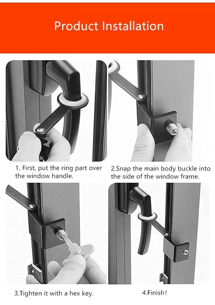 Aluminum Window Safety Lock Window Limiter Suitable For Window Sash Opening To The Outside Child Protection Latch
