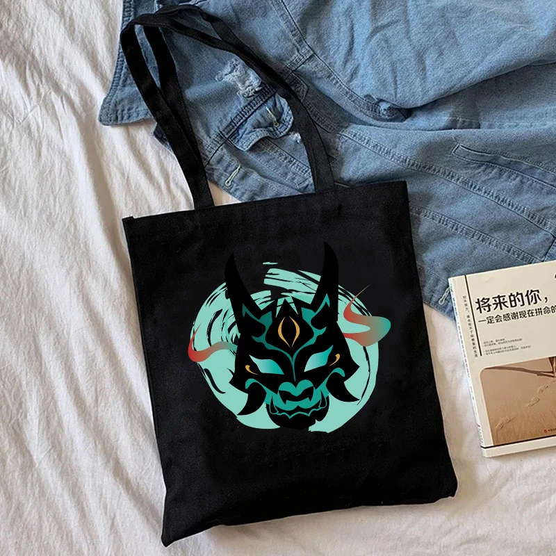 Genshin Impact Shopping Bag Graphic Tote Harajuku Shopper Bag Women Canvas Shoulder Female Ulzzang Funny Eco Large-capacity