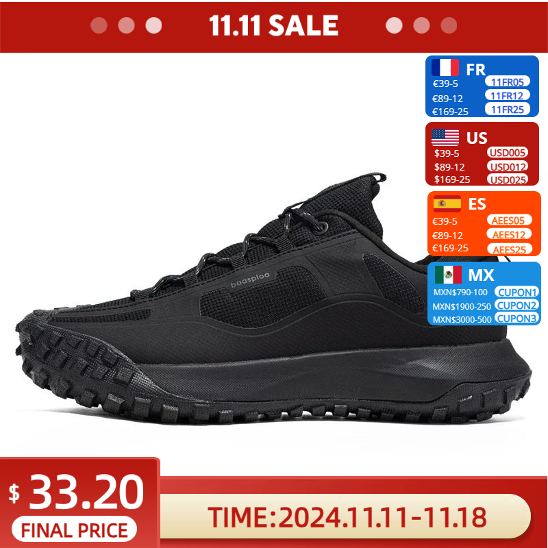 Baasploa Men Outdoor Sneakers New Fashion Anti Splash Water Hiking Shoes Male Comfort Casual Walking Shoes Climbing Non-Slip