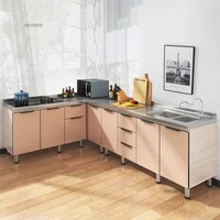 Modern Assembled Kitchen Cabinets for Rental House Economical Stainless Steel Kitchen Island Storage Cabinets Kitchen Furniture 1