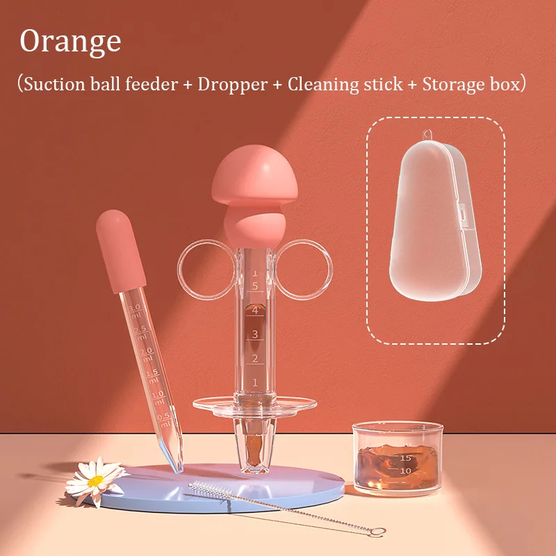 Portable Infant Baby Dropper Type Feeder Safety Anti-Choke Silicone Pp Syringe Type BPA-Free Toddler Medicine Feeder Storage Box medicine feeder
