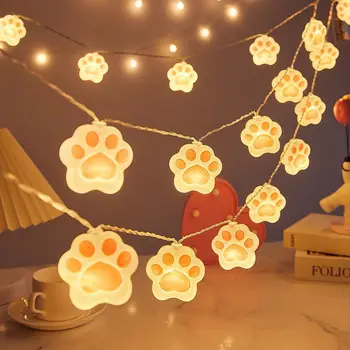 USB 배터리 작동 귀여운 고양이 발 로켓 클라우드 요정 LED 조명 스트링 크리스마스 화환, 생일 파티 웨딩 침실 장식