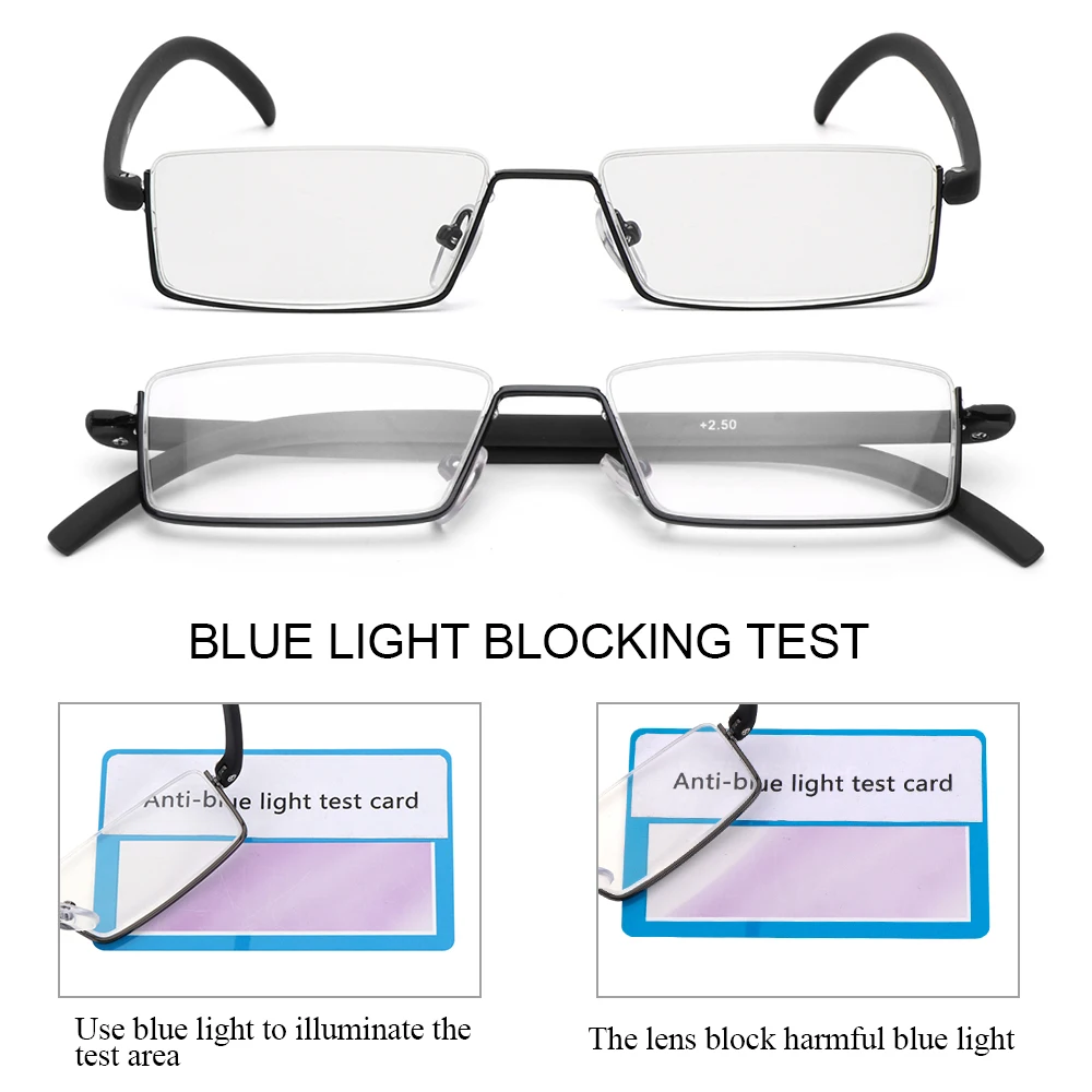 Ienjoy tr90 Lesebrille Anti-Blaulicht Lesebrille Männer Halb rahmen verschreibung pflicht ige Brille männliche Brille mit Etui 2019-2020 – Detail 3