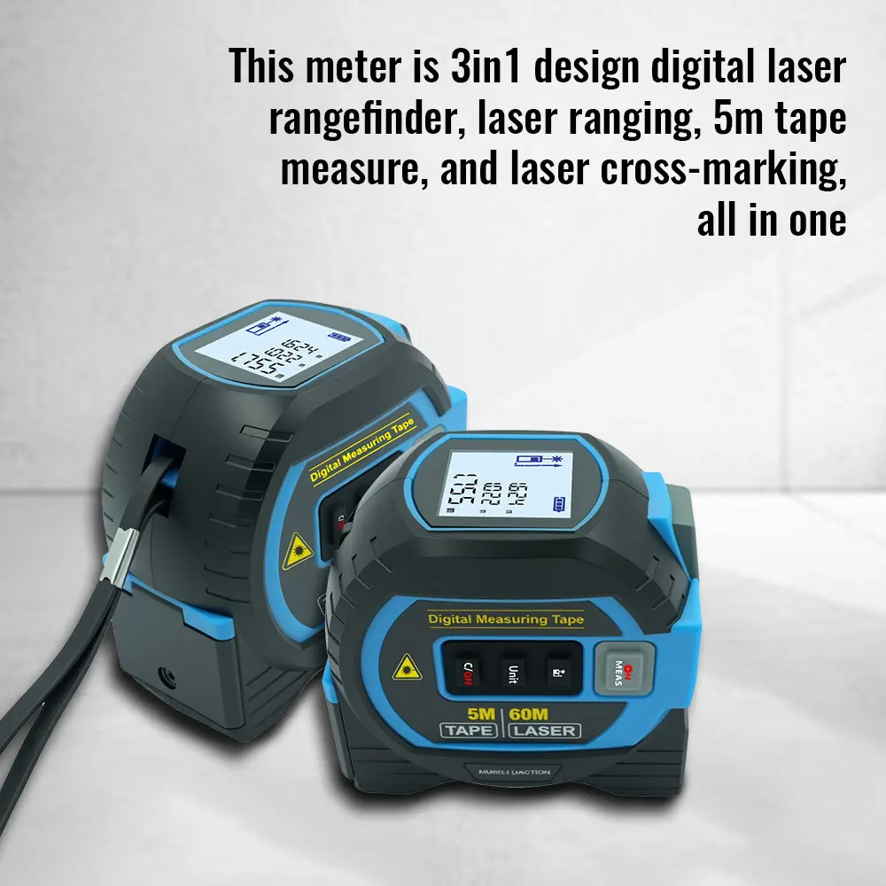 Tape measure laser rangefinder laser tape measure digital tape measure Laser Tape Measure 3 In 1 Digital High Precision Steel High Elasticity
