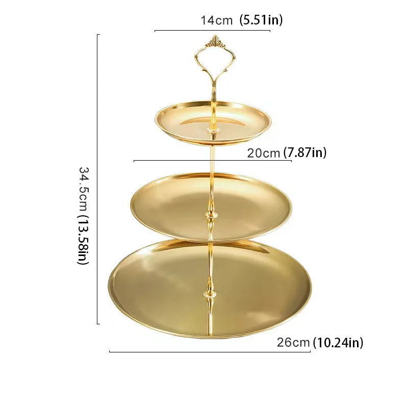Wedding Gold 3-Tier Cake Stand - Luxury Dessert Display Rack for Bridal Shower Birthday Festival Celebration