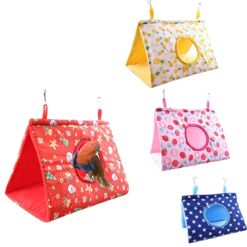 Bird Hanging Hammock Cage Winter Warm Nest Tent House Hideout Parrot Snuggle Sleeping Playing Rest