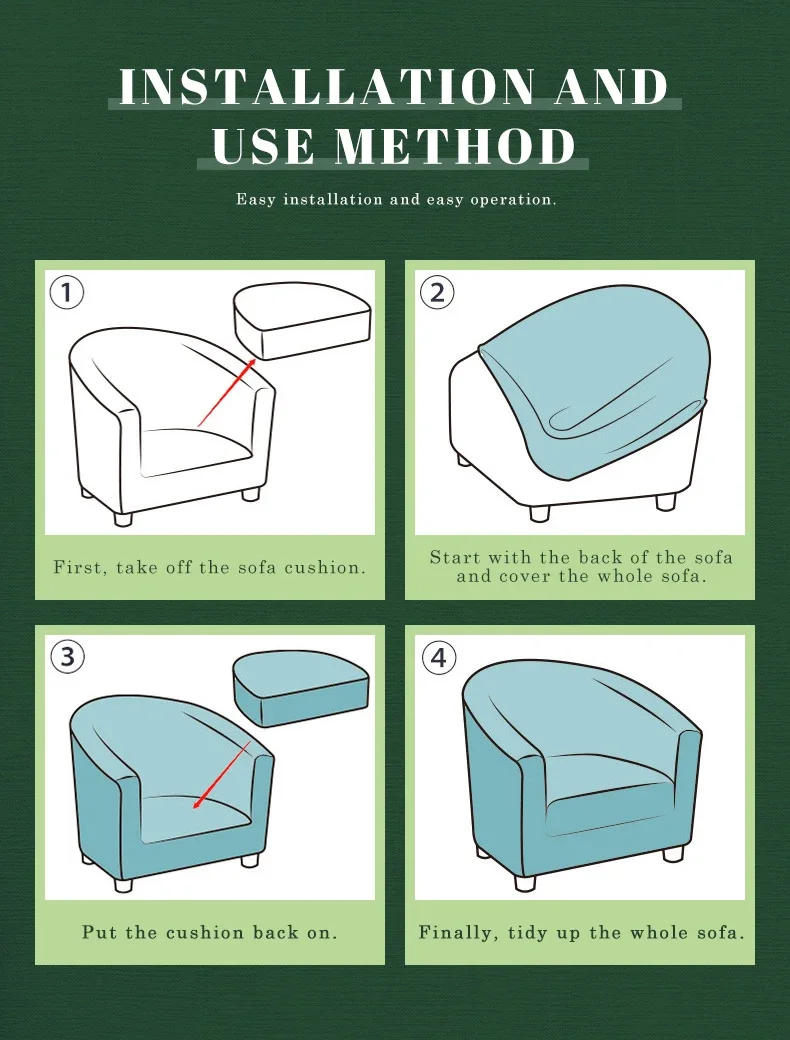 Description Picture 3 of itemPrinted Tub Chair Slipover with Cushion Cover Removable Stretch Club Chair Cover Armchair Cover Furniture Protector for Living