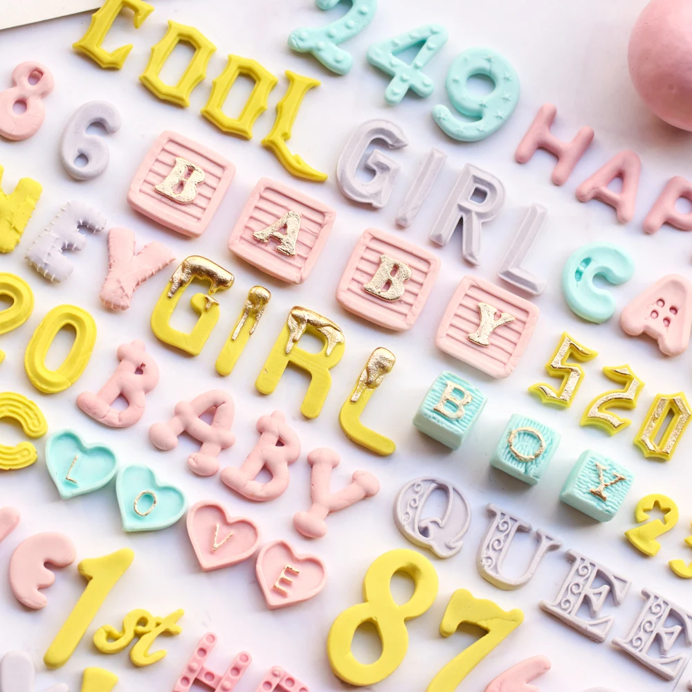 Cute Font Alphanumeric Silicone Mold Baby Birthday Candy Brand Word Card Numbers Letters Silicone 3D Fondant Mold Cake Decor cake mold cake decorating tools cake baking tools cake making tools