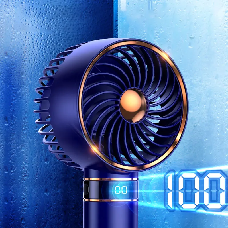 Digital Display Fan Handheld Electric Fan Rechargeable Usb Desktop Mini Portable Student Tiktok Fan Strong Wind Long Endurance