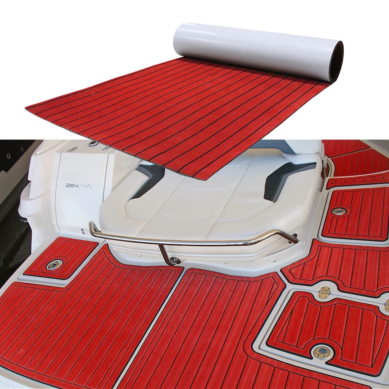 Anti-Rutsch-Matte aus EVA-Schaum, 240 x 90 cm, selbstklebender, wasserdichter Teakholzboden für Boot, Yacht, Marine, Fitnessstudio – Detail 3