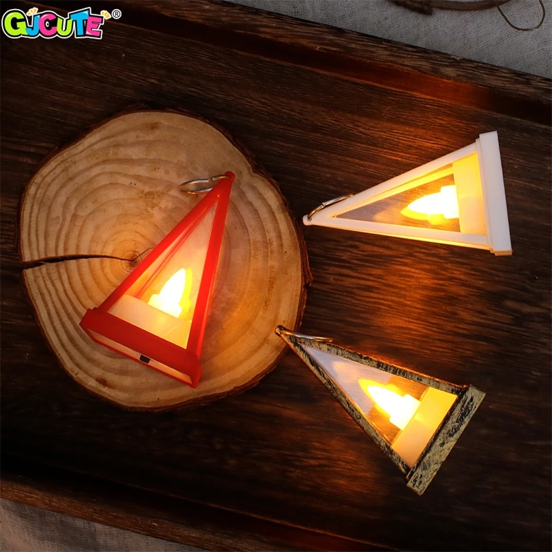 Dollhouse Candle Lamp Led Wind Light European Simulation Triangle Cande Light Miniature Desktop Night Lamp Model Decoration Toy 4