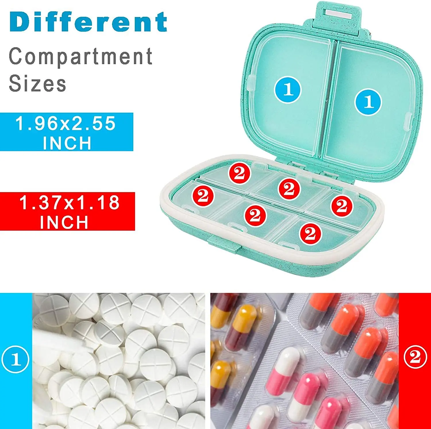 8 Compartments Pill Storage Boxes Organizer Small Pill Box for Pocket Purse  Daily Pill Case Portable Medicine Vitamin Container - AliExpress