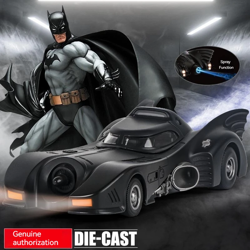 

DC 1:24 Toy Vehicle Anime Figure Batman Simulation 1989 Batmobile Alloy Model Sound And Light Metal Pull Back Cars Gift