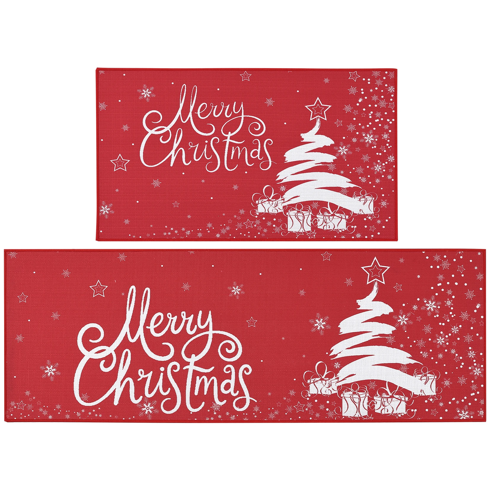 2er-Set dekorative Weihnachtsküchenteppiche mit Schneeflocke, rutschfeste, waschbare Küchenmatte für die Weihnachtsdekoration im Winter zu Hause – Detail 26
