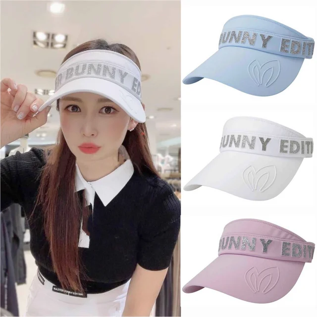 South Korea Original Master Bunny Golf Hat Women 22 Spring Golf Sequins Long Brim Sun Protection Visor Cap