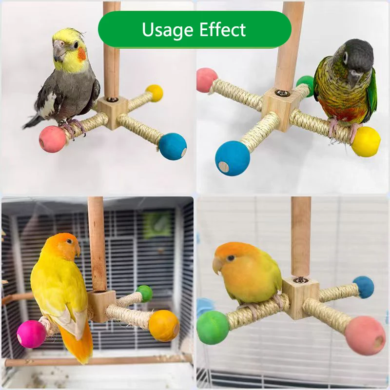 360 &deg; Rotating Parrot Bird Toy Solid Wood Bird Exercise Climbing Standing Wooden Toys Pet Parrot Macaw Cage toys Amusing