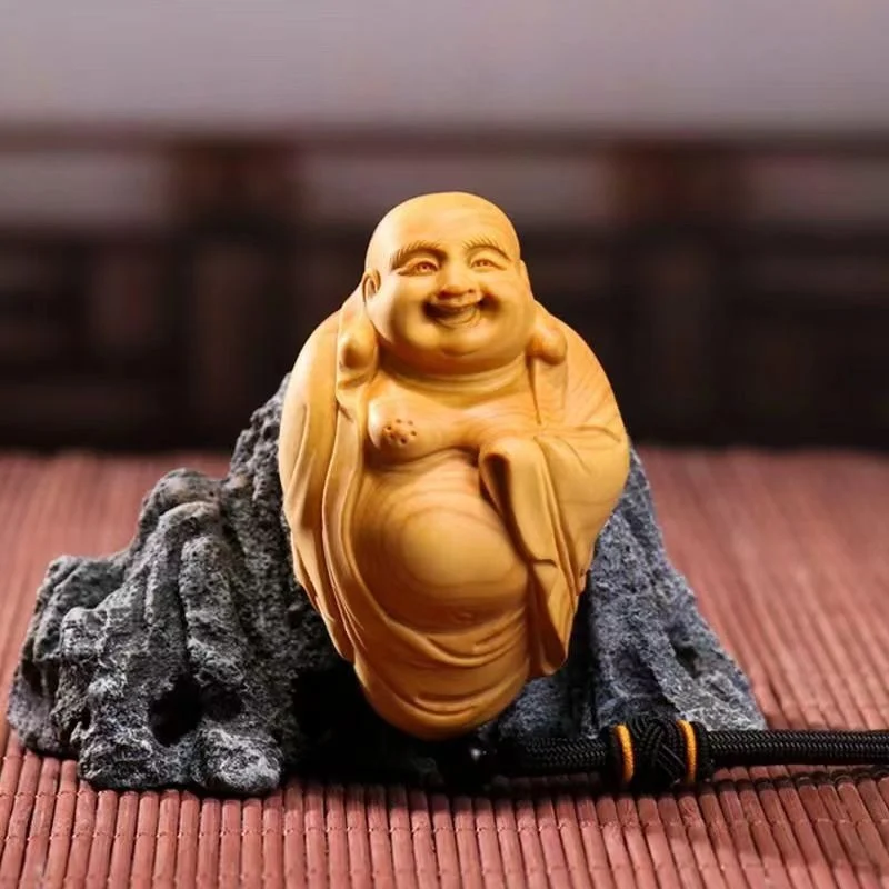 

Женская статуя Будды Maitreya из массива дерева ручная работа игрушечные предметы Мужская портативная подвеска в виде диска подвеска ручная работа статуя