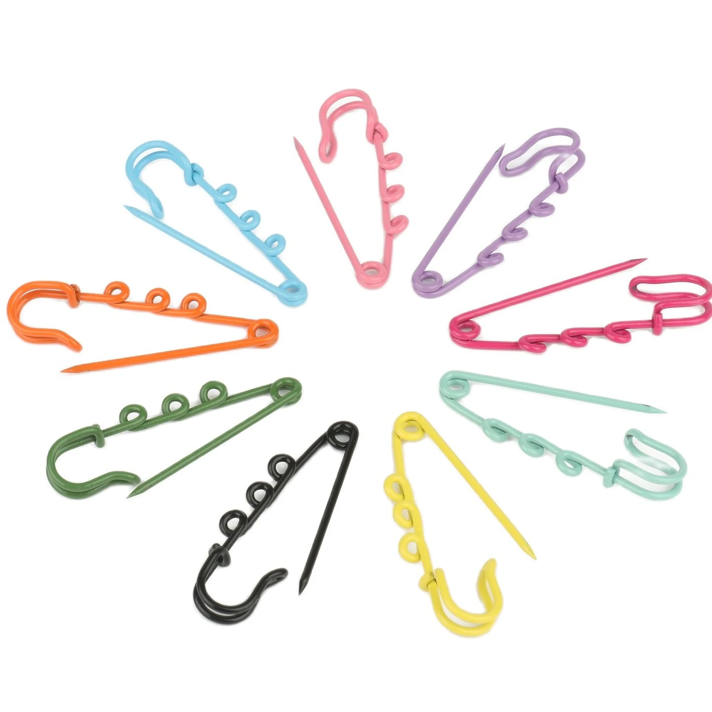 10pcs Colorful Safety Pins Brooch Blank Base Brooch Pins 50/60mm Pins