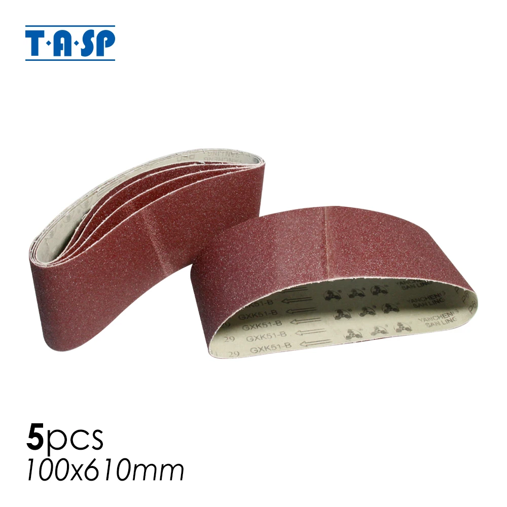

TASP 5 шт. 100x610 мм шлифовальная лента 4x24 дюйма, абразивная наждачная бумага из оксида алюминия для ленточной шлифовальной машинки, зернистость 60 80 120 240