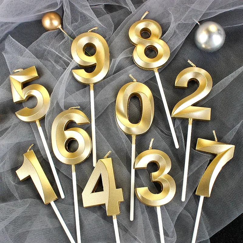 Cake Candles 1Pc 0-9 Number Birthday Extended Big 3D Design Candle Topper Decoration Birthday Anniversary Celebration