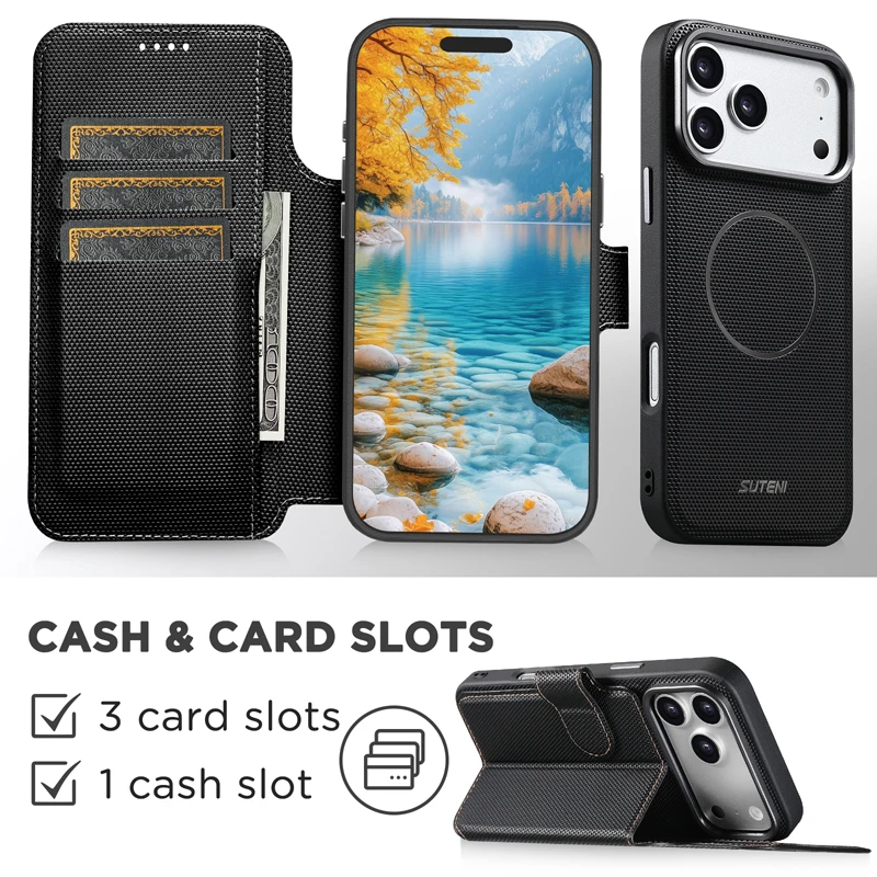Luxury 2-in-1 Flip Detachable Magnetic Wallet Case with Triangle Pattern Design