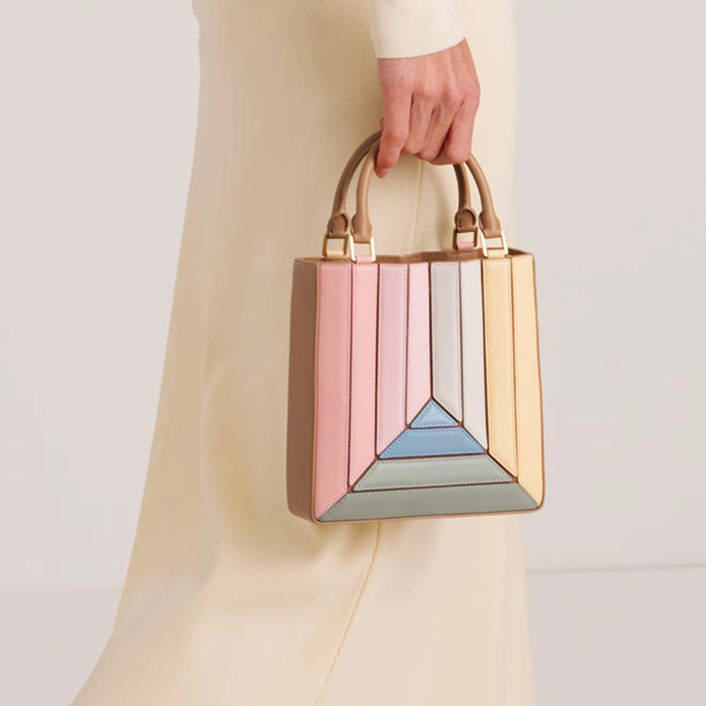 

Women's Contrast Color Handbags New Brand Designer Fashion Tote Bags Soft Pu Leather Female Crossbody Bag Sac A Main Femme