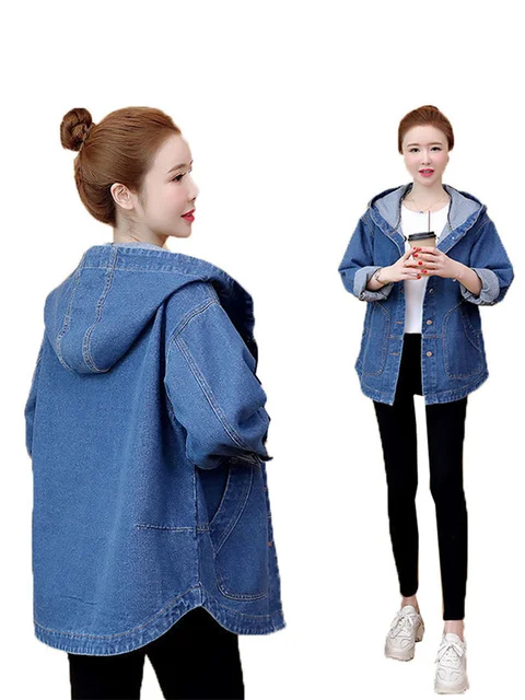 Xiaojmake Women's Denim Patchwork Sweatshirt Plus Size Casual Drawstring Zip  Up Hoodies Long Sleeve Full Zipper Denim Jacket at  Women's Coats Shop