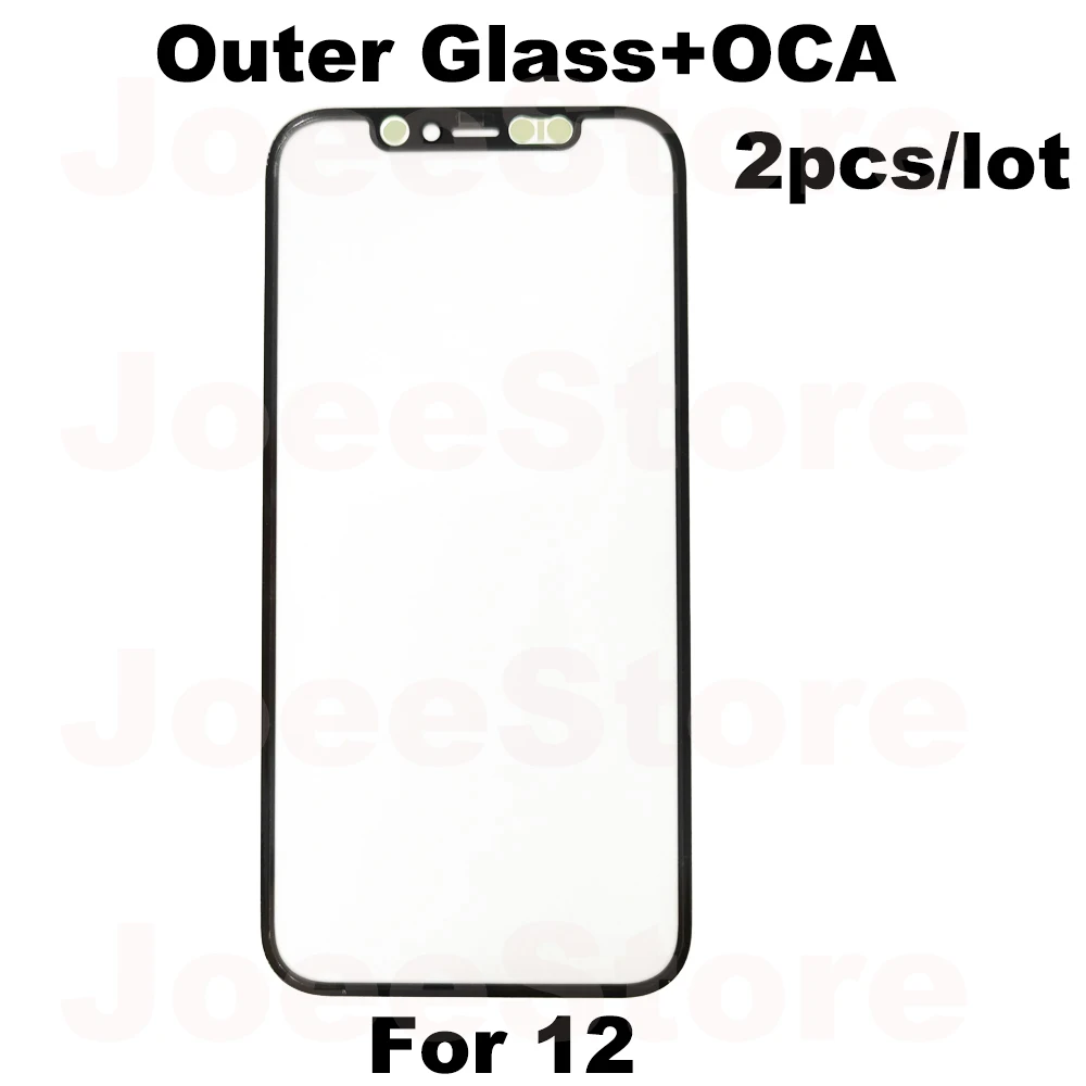 2pcs Outer Glass With OCA Film For iphone 11 12 13 14 15 Pro Max Mini X XR Touch Screen Front Outer Panel Glass Display Repair