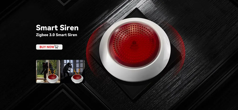 Meian Wireless Sound Flash Alarm Siren Tuya Zigbee 110V 220V Sirena Alarma 100dB Alarme System Security SmartLife Control