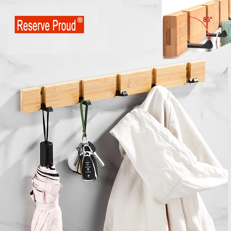 

Foldable Coat Rack Bamboo Hallway Hat Hook Hanger Bedroom Door Wall-Mounting Hook Corner Room Kitchen Toilet Wall Brack Hook