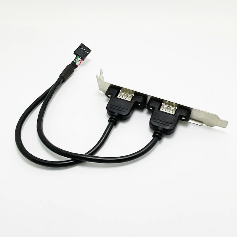 2-Port USB 2.0 Rear Panel Bracket Adapter - 11 Inch Motherboard Cable For Desktop PC