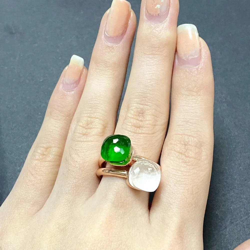 

2Pcs/Set Classic Ring Stacked Mix Color Crystal Ring 30Colors Candy Style Ring Jewelry Birthday Gift For Women