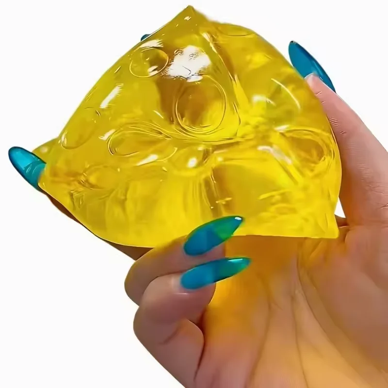 Soft Squishy Cheese Square Stress-Relief Toy - Fun Sensory Gift