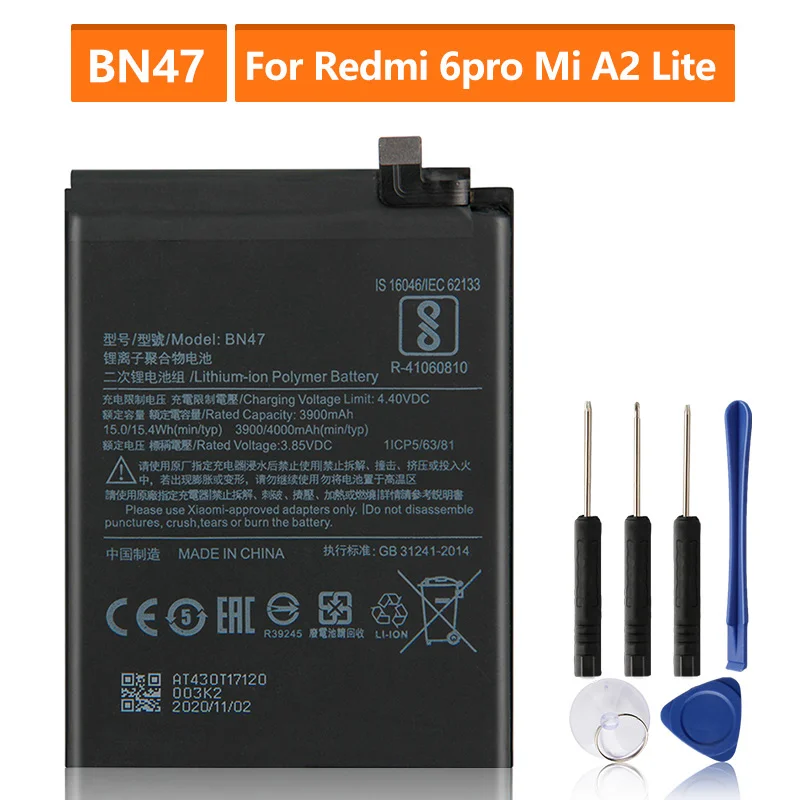 

Replacement Battery For Xiaomi Redmi 6pro Mi A2 Lite Hongmi 6 Pro Redrice 6pro BN47 Rechargeable Phone Battery 4000mAh