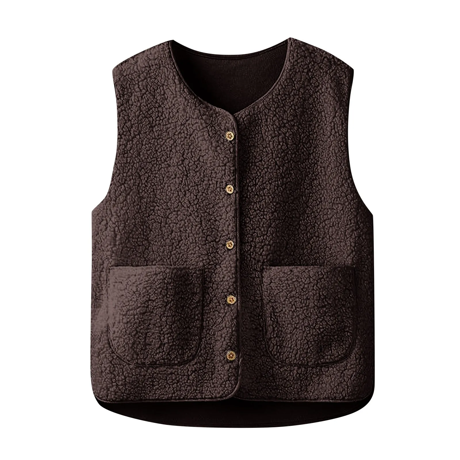 Women'S Teddy Fleece Vest Autumn Thin Vest Sleeveless Coat Plain Plush Vest Short Jacket Loose Fleece Vest Women Outwear 4