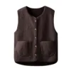 Women'S Teddy Fleece Vest Autumn Thin Vest Sleeveless Coat Plain Plush Vest Short Jacket Loose Fleece Vest Women Outwear 4