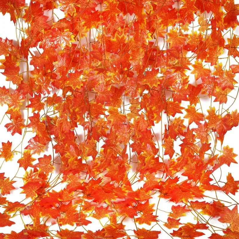 Description Picture 2 of item230cm Artificial Maple Leaves Garland Fall Leaf Hanging Vine Plants Autumn Fake Maple Foliage Christmas Thanksgiving Decoration