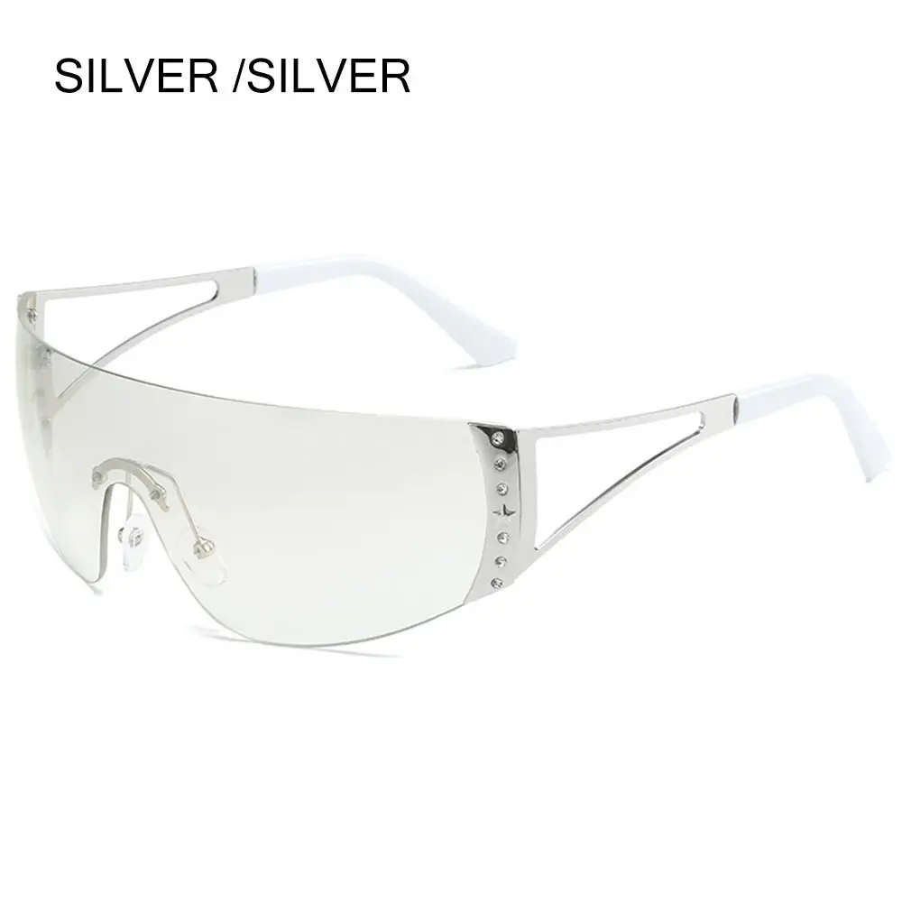Wrap Around Y2K Sunglasses for Women Men Futuristic Flat Top Sunglasses Frameless Gradient Lens Sun Glasses UV400_voghion.com