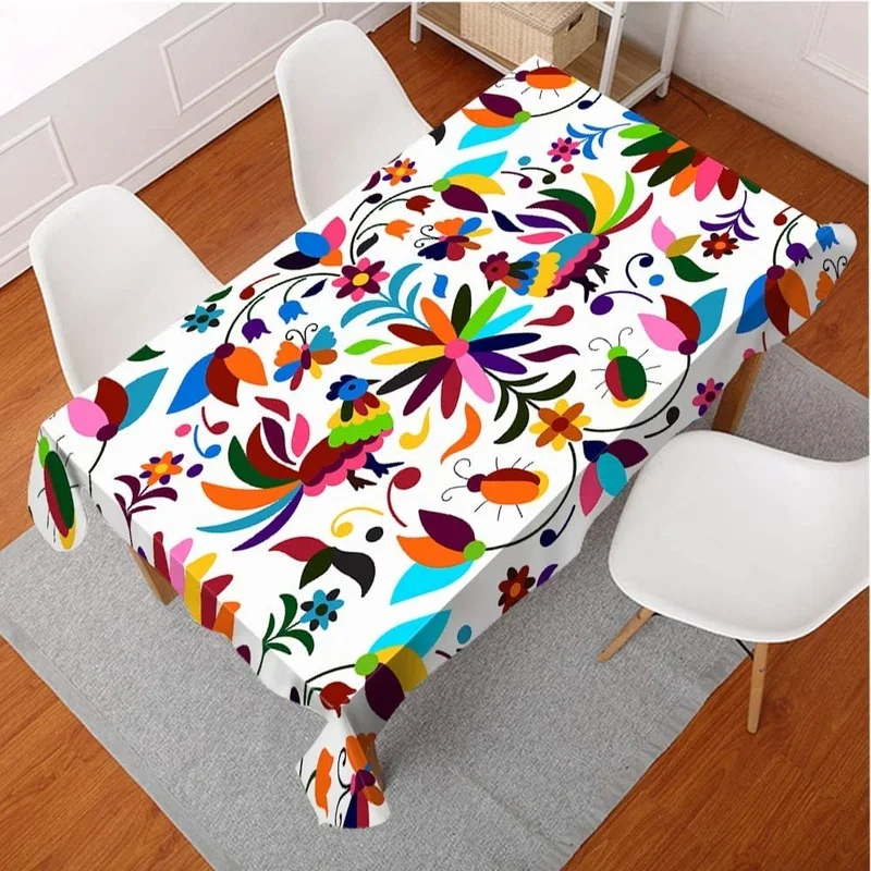 

Creative Flower Tablecloth Bohemian Table Cloth Color Bird Fashion Rectangular Antifouling Tablecover Printed Table Mantel Mat