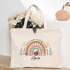 Personalized Tote Bag Custom Name Canvas Shoulder Bags Teacher Life Shopping Bag Female Travel Handbags Best Gift for Teachers 3