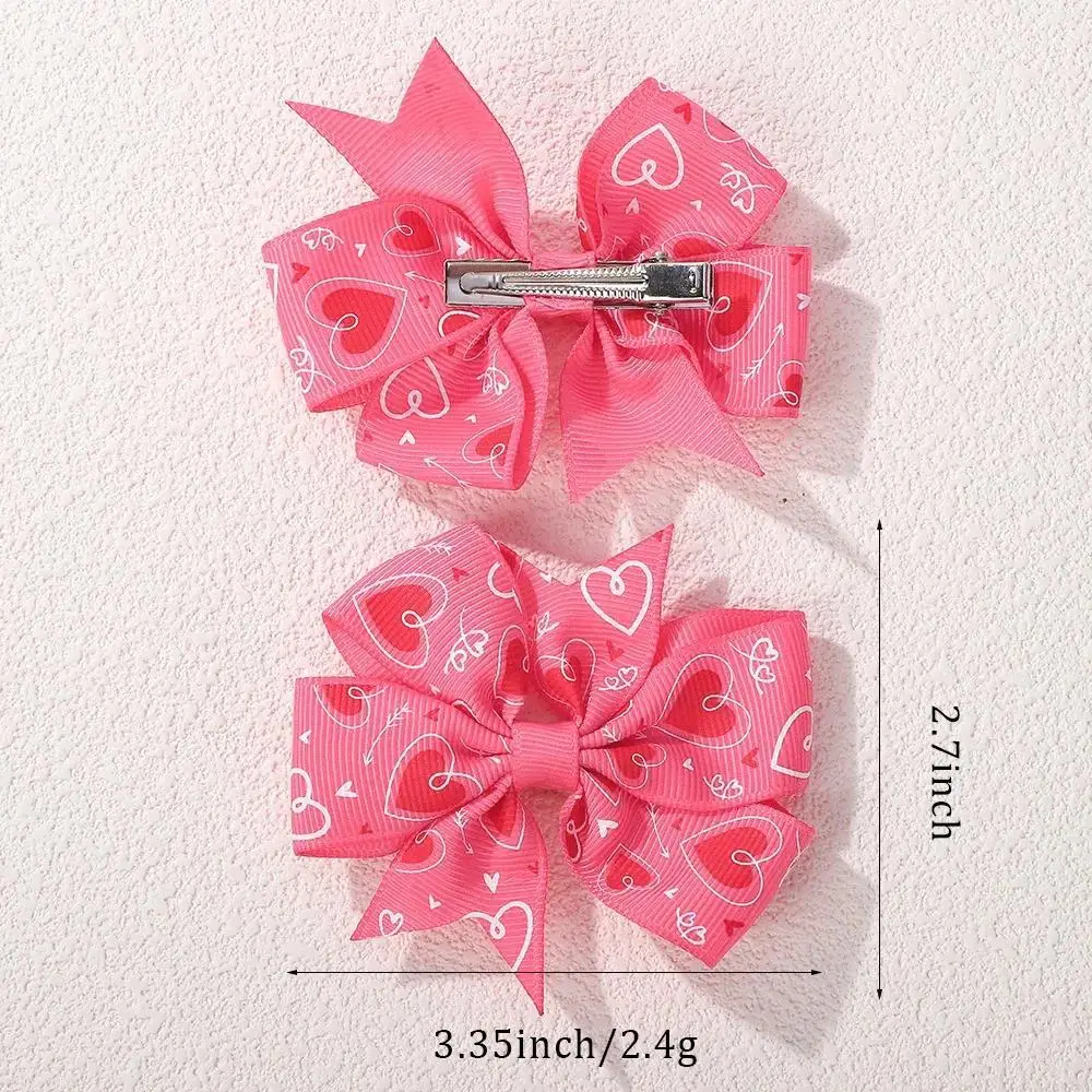 20/40 Stück Valentinstag 3,35'' bedruckte Schleife Haarspangen für Mädchen rosa Farbe Band Haarnadeln Frauen Haarschmuck – Detail 1