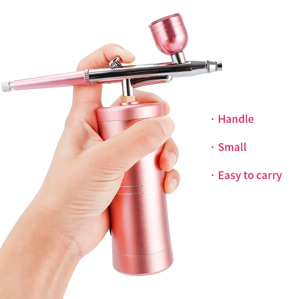 Top 0.3mm Pink Mini Air Compressor Kit Air-Brush Paint Spray Gun Airbrush For Na