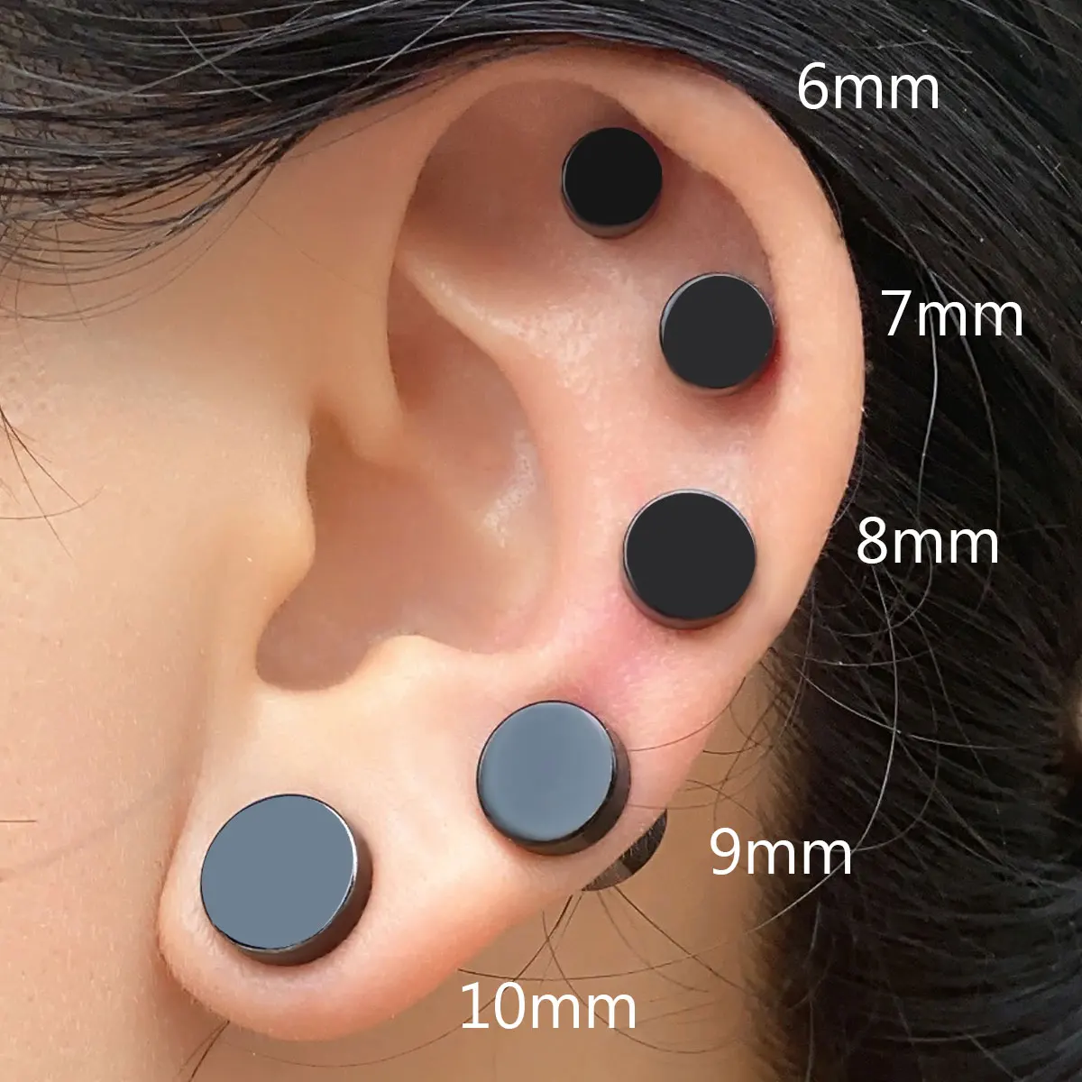 Круглые магнитные серьги-Клипсы из нержавеющей стали, 6-12 мм | AliExpress