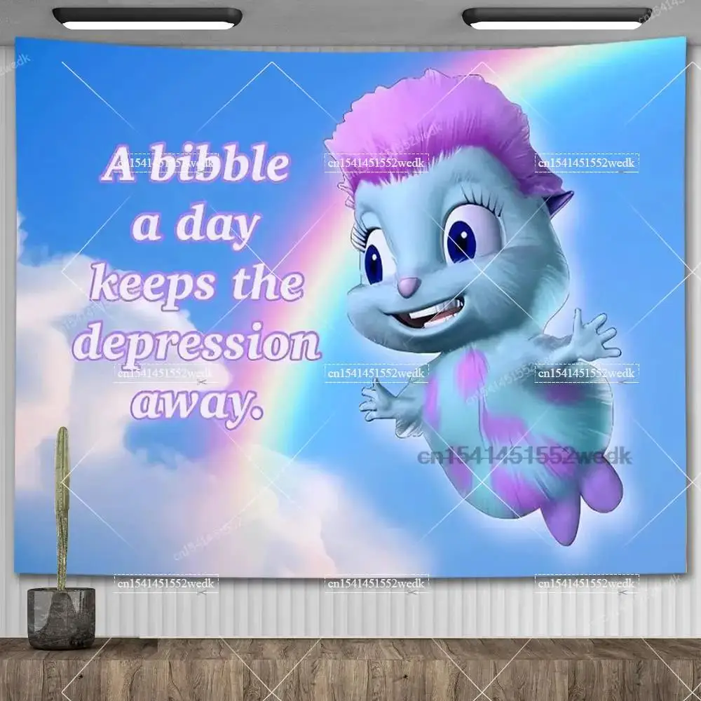 Funny Bibble Happiness Tapestry Hippie Rainbow Meme Tapestry Wall Hanging Aesthetic Tapestries Yoga Mats Living Room Decoration