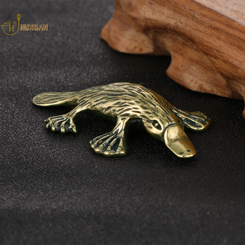 Solid Brass Animal Platypus Figurine Miniature Tea Pet Crafts Desktop Ornament