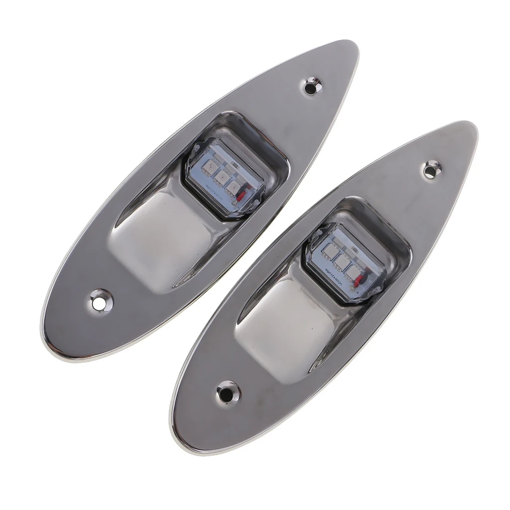 

2PCS Stainless Green LED Side Navigation Lights for Marine Boats